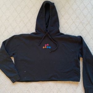 Black cropped lightweight hoodie